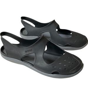 Crocs swiftwater wave black slingback sandals